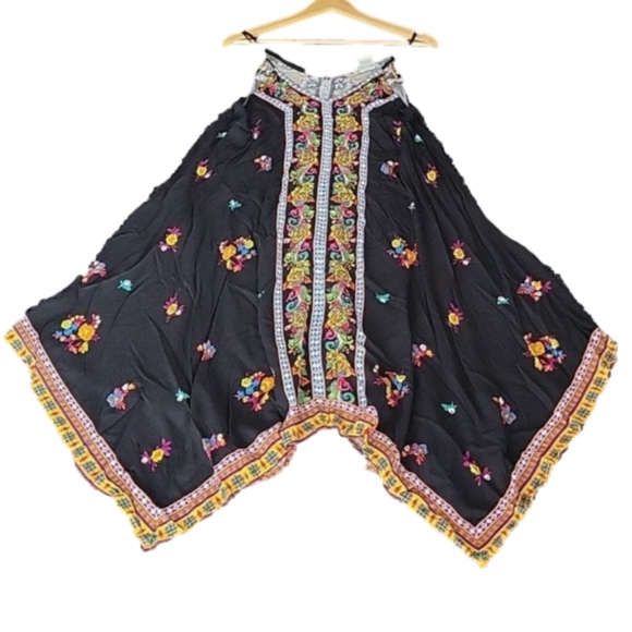 Flying Tomato Black Beach Multicolor Floral Hanky Rayon Hankerchief Strap Dress - Picture 2 of 9
